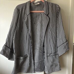 Black and White Striped Blazer